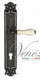 Дверная ручка Venezia на планке PL97 мод. Colosseo (ант. серебро с белой керамикой пау